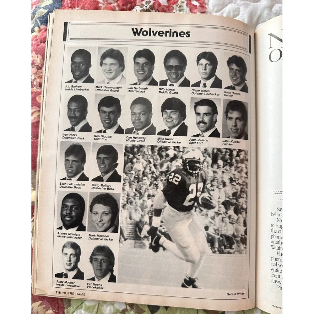 Vintage 1986 Notre Dame vs Michigan Football Program Vintage NCAA Harbaugh 156pg